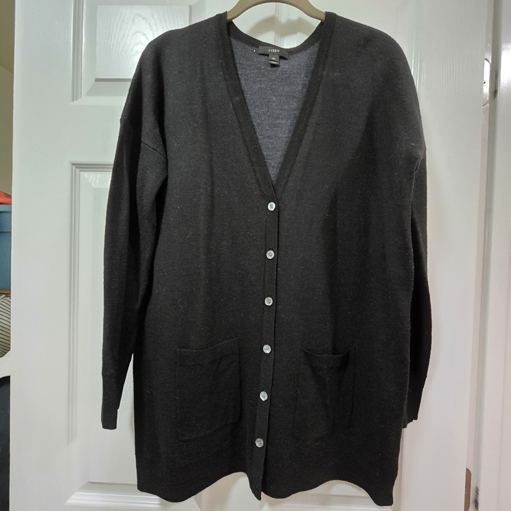 J. Crew Merino Wool Blend Long Cozy Cardigan Sweater With Pockets XS